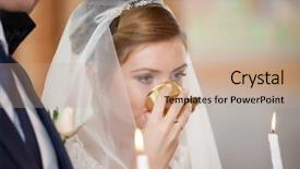  Presentation with orthodox - Slides featuring church giving - priest gives wine background and a coral colored foreground