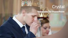  Presentation with wine - Presentation theme consisting of church giving - priest gives wine background and a coral colored foreground