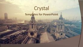  Presentation with foggy - Colorful slide deck enhanced with church glass - aerial london view backdrop and a cream colored foreground