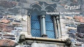  Presentation with old church building - Slide set enhanced with church glass - beautiful window on an old background and a ocean colored foreground