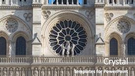  Presentation with notre dame paris france - Cool new PPT layouts with church glass - detail of the front facae backdrop and a gray colored foreground