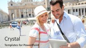  Presentation with digital government - Colorful slide set enhanced with church hats - couple of toursits using digital backdrop and a  colored foreground