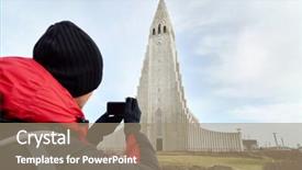  Presentation with adventure - PPT layouts consisting of church hats - rear view adventure travel backpack background and a  colored foreground