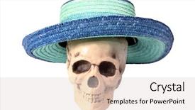  Presentation with computer viruses skull - Cool new PPT layouts with church hats - skull in straw hat backdrop and a lemonade colored foreground