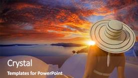  Presentation with indian village - Amazing theme having church hats - woman with hat watching oia backdrop and a  colored foreground