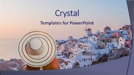  Presentation with man watching woman preparing vegetables - PPT layouts consisting of church hats - woman with hat watching oia background and a  colored foreground