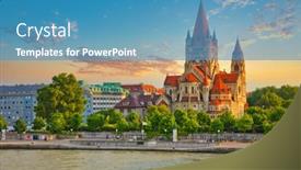  Presentation with church - Colorful slide deck enhanced with church-heiliger-franz-of-assisi backdrop and a teal colored foreground