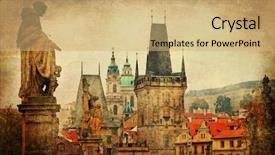  Presentation with prague - PPT theme having tuta - young construction worker in yellow background and a mint green colored foreground