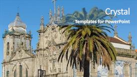  Presentation with old muscle car - PPT layouts having church igreja do carmo dos background and a teal colored foreground