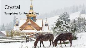  Presentation with orthodox - Slide set consisting of church in carpathians mountains ukraine background and a white colored foreground