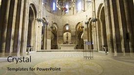  Presentation with monastery - Colorful theme enhanced with church in cistercian veruela monastery backdrop and a coral colored foreground