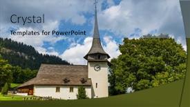  Presentation with church - PPT theme with church-in-gsteig-bei-gstaad background and a light blue colored foreground