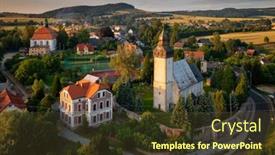  Presentation with illuminated - PPT theme having church-in-historical-siedlecin-town background and a tawny brown colored foreground