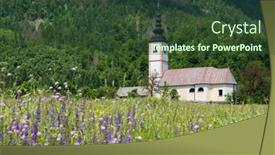  Presentation with church - Presentation theme consisting of church-in-jereka-near-bohinj background and a tawny brown colored foreground