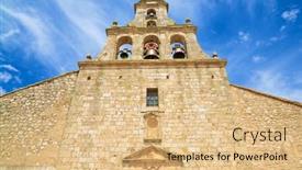  Presentation with church - Slide deck consisting of church-in-maderuelo-village-segovia background and a coral colored foreground