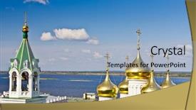  Presentation with russia - Presentation featuring church in nizhny novgorod russia background and a light blue colored foreground