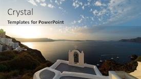  Presentation with santorini - Cool new slide deck with church-in-oia-on-santorini backdrop and a light blue colored foreground