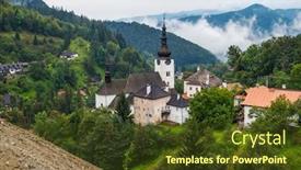  Presentation with mining - Amazing PPT theme having church-in-spania-dolina-old backdrop and a tawny brown colored foreground