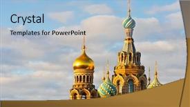  Presentation with church - Slide set with church in st petersburg background and a light blue colored foreground