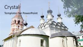  Presentation with russia - Presentation theme having church in suzdal gold ring background and a light blue colored foreground