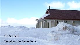  Presentation with church renovation - Beautiful PPT theme featuring traditional food meat balls mici on a rustic wooden table with mustard backdrop and a coral colored foreground