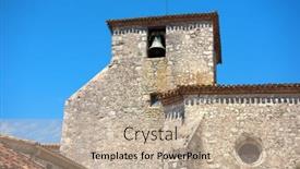  Presentation with church - Slide set with church-in-touristic-village-pujols background and a mint green colored foreground