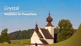  Presentation with region - Colorful presentation theme enhanced with church-in-zehra-spis-region backdrop and a teal colored foreground