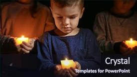  Presentation with kids church - PPT theme with church kids - little children holding burning candles background and a wine colored foreground