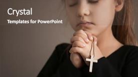  Presentation with kids church - Slide deck featuring church kids - religious christian girl praying background and a tawny brown colored foreground