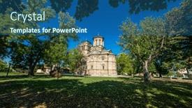  Presentation with church - Theme consisting of church-lazarica-krusevac-serbia-lazarica and a ocean colored foreground