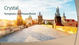  Presentation with work place violence - Cool new PPT theme with church location place charles bridge backdrop and a sky blue colored foreground