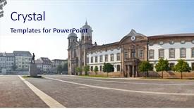  Presentation with church - Slide deck having church mannerist rococo and neoclassic background and a sky blue colored foreground