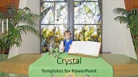  Presentation with church altar - Slides featuring church meeting - little boy standing background and a mint green colored foreground