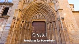 Presentation with court - PPT theme having church meeting - valencia cathedral apostoles door where background and a tawny brown colored foreground