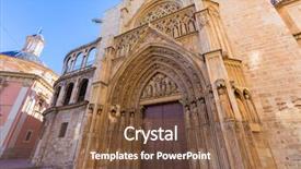  Presentation with court - Cool new PPT theme with church meeting - valencia cathedral apostoles door where backdrop and a tawny brown colored foreground