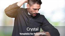  Presentation with christian - PPT theme featuring church meeting - young christian priest over isolated background and a dark gray colored foreground