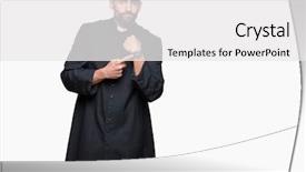  Presentation with christian thanksgiving 16:9 - PPT layouts enhanced with church meeting - young christian priest over isolated background and a white colored foreground
