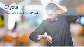  Presentation with christian - Cool new presentation theme with church meeting - young christian priest over isolated backdrop and a sky blue colored foreground