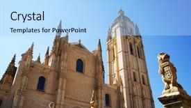  Presentation with mission - PPT theme having church mission - segovia cathedral in spain europe background and a light blue colored foreground