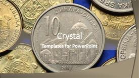  Presentation with monero cryptocurrency hologram coin form - Cool new presentation theme with church money - coins of serbia studenica monastery backdrop and a coral colored foreground