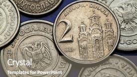  Presentation with monastery - Presentation theme enhanced with church money - coins of yugoslavia gracanica monastery background and a gray colored foreground