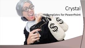  Presentation with comic face - Presentation theme with church money - comic nun isolated on white background and a white colored foreground