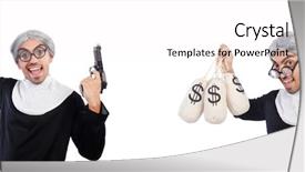  Presentation with nun - Presentation theme featuring church money - man in nun dress background and a cream colored foreground
