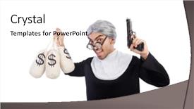  Presentation with nun - Colorful slide set enhanced with church money - man in nun dress backdrop and a white colored foreground