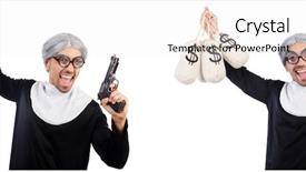 Presentation with nun - Theme having church money - man in nun dress background and a white colored foreground