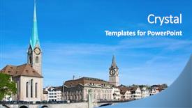  Presentation with cityscape - Cool new presentation design with church money - zurich cityscape limmat river fraumuenster backdrop and a teal colored foreground