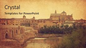  Presentation with roman style - Cool new PPT layouts with church mosque - view of the roman bridge backdrop and a yellow colored foreground