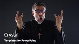 Presentation with crazy - Presentation having church music - funny crazy priest rock symbol background and a  colored foreground