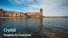  Presentation with notre dame - PPT theme enhanced with des-anges in collioure france background and a ocean colored foreground