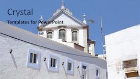  Presentation with algarve - Cool new PPT theme with church-of-albufeira-in-algarve backdrop and a teal colored foreground
